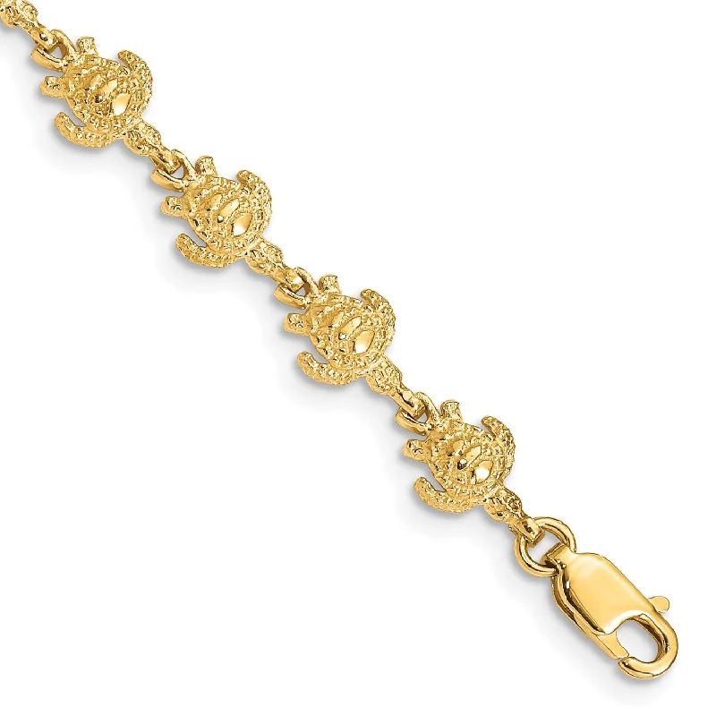 gothic-inspired phoenix bracelet-14KT Yellow Gold 7-inch 7MM Lobster Clasp Turtle Bracelet