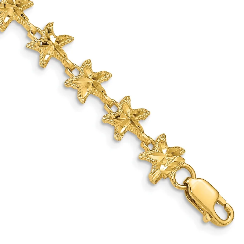 minimalist heptagon bracelet-14KT Yellow Gold 7-inch 8MM Starfish Bracelet