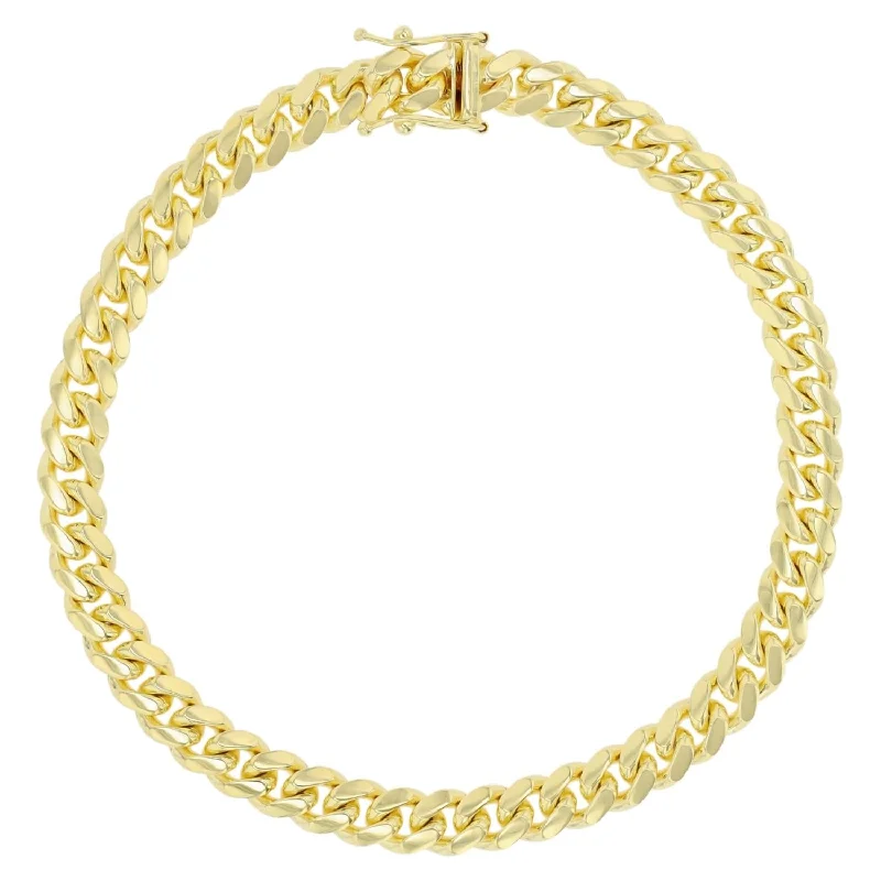 polished rose layered bracelet-14KT Yellow Gold 8.25-inch 6MM Miami Cuban Link Bracelet