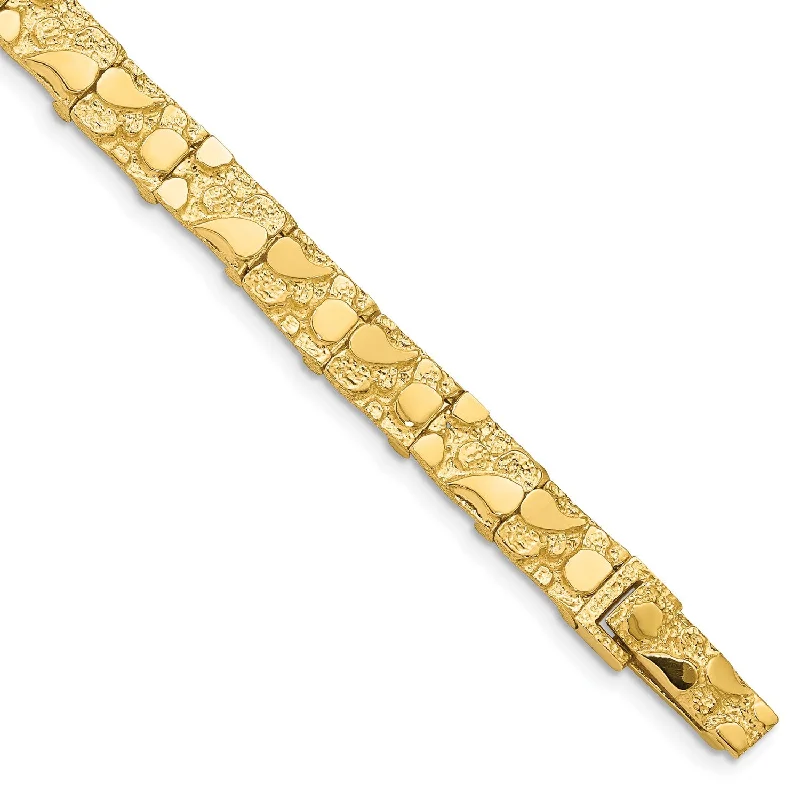 floral-inspired kunzite bracelet-14KT Yellow Gold 8-inch 7MM Nugget Bracelet