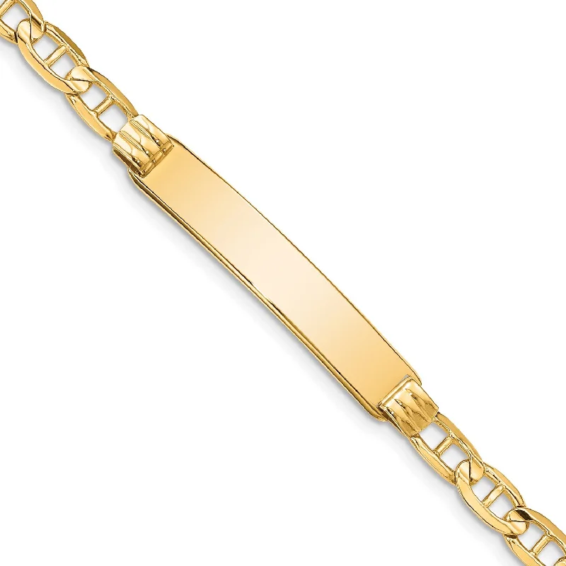 rustic pewter chain bracelet-Engravable 14KT Yellow Gold 8-inch 8MM Anchor Link ID Bracelet