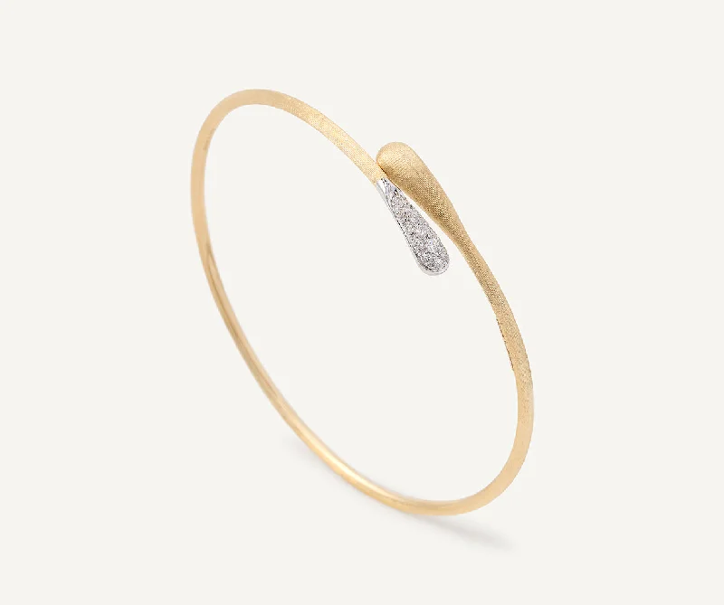 modern sleek ridge bracelet-18K Yellow Gold and Diamond Hugging Cuff