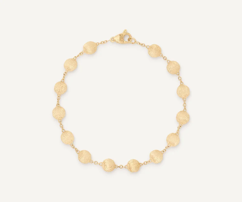 antiqued gold stack bracelet-18K Yellow Gold Bead Bracelet