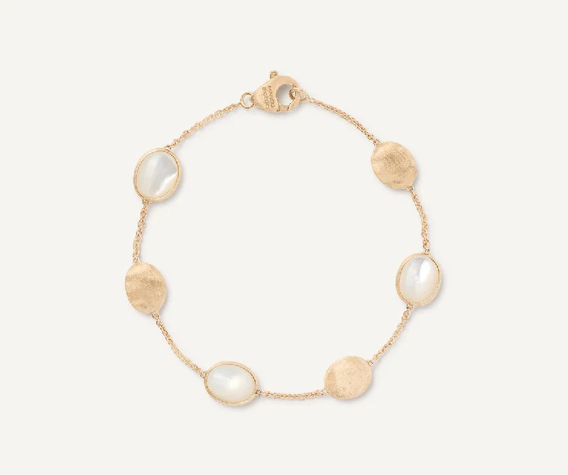 adjustable talon bracelet-18K Yellow Gold Mother of Pearl & Gold Bracelet