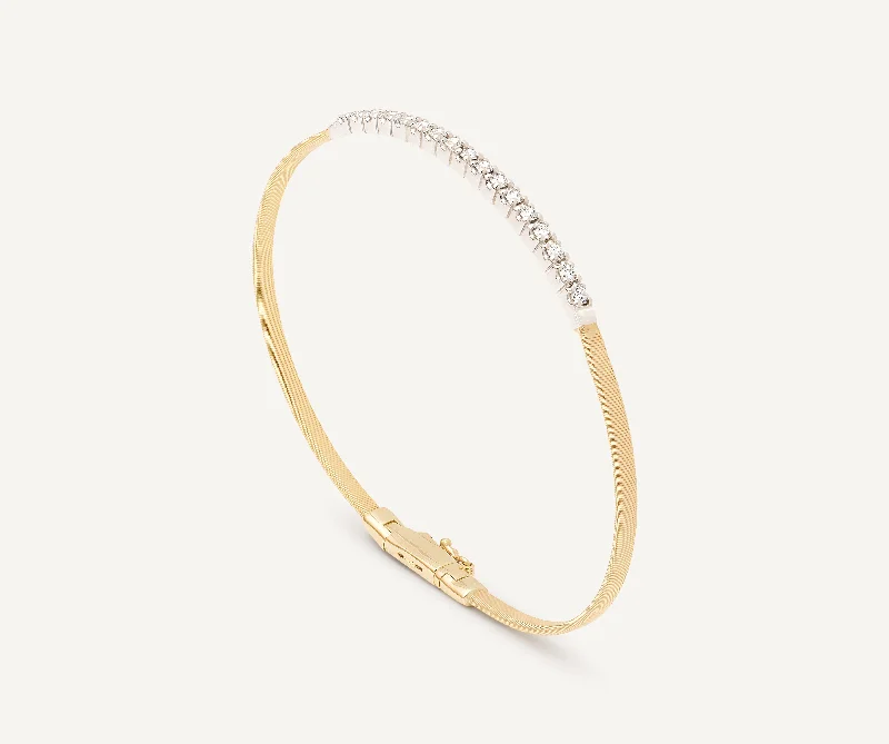 raw agate accent bracelet-18K Yellow Gold Small Stackable Bracelet With Diamond Bar