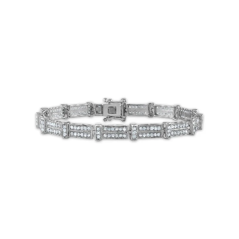 polished gold stack bracelet-2 CTW Diamond 7-inch Tennis Bracelet in Rhodium Plated Sterling Silver