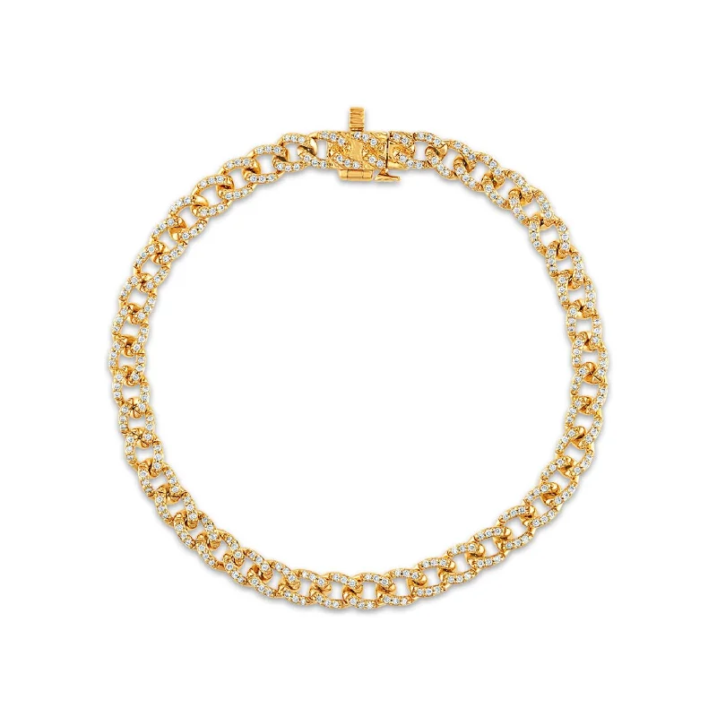 adjustable thorn charm bracelet-3/4 CTW Diamond Cuban Link Fashion 7-inch Bracelet in 10KT Yellow Gold