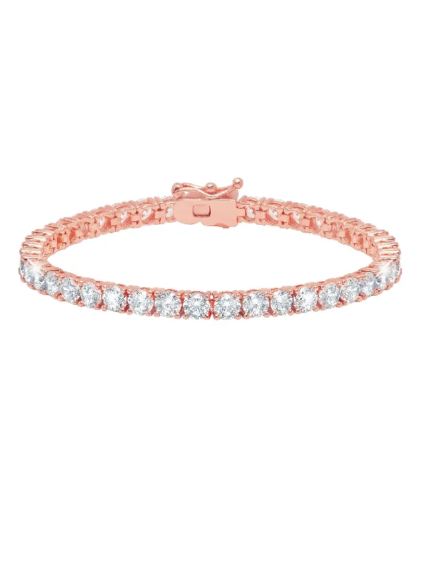 art deco kunzite bracelet-Classic Large Brilliant Tennis Bracelet Finished in 18kt Rose Gold