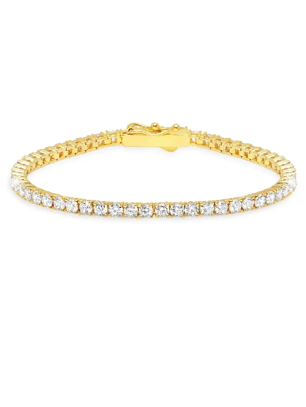 bohemian peak bracelet-Classic Medium Brilliant Tennis Bracelet Finished in 18kt Yellow Gold