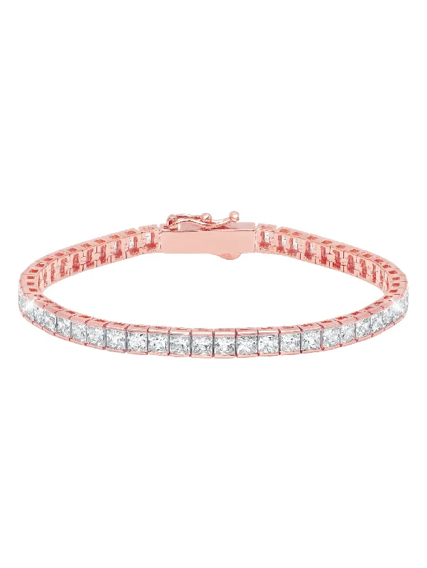 adjustable peak bracelet-Classic Medium Princess Tennis Bracelet Finished in 18kt Rose Gold