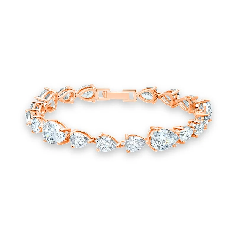 modern stacked kunzite bracelet-Classic Pear Tennis Bracelet Finished in Rose Gold