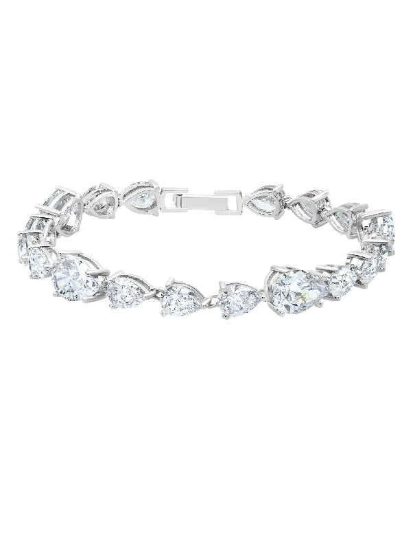 gothic-inspired hawk bracelet-Classic Pear Tennis Bracelet Finished in Pure Platinum