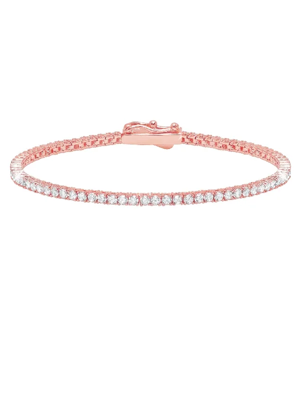 modern overlapped chain bracelet-Classic Small Brilliant Tennis Bracelet Finished in 18kt Rose Gold