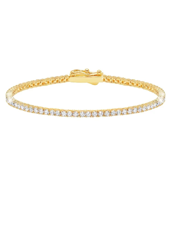 bohemian crest bracelet-Classic Small Brilliant Tennis Bracelet Finished in 18kt Yellow Gold