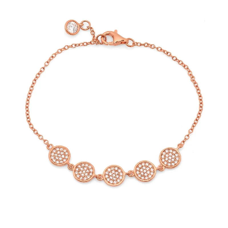 minimalist ridge charm bracelet-Crislu 18KT Rose Gold Plated Sterling Silver and Cubic Zirconia 7-inch Bracelet