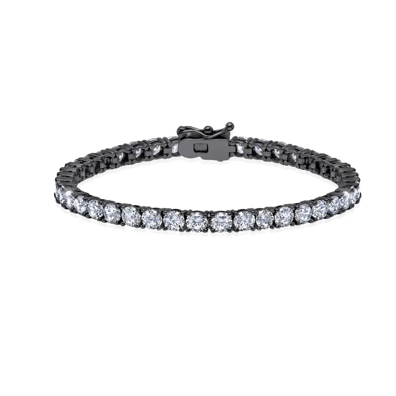 minimalist trapezoid bracelet-Crislu Black Rhodium Plated Sterling Silver Cubic Zirconia 8.5-inch Tennis Bracelet