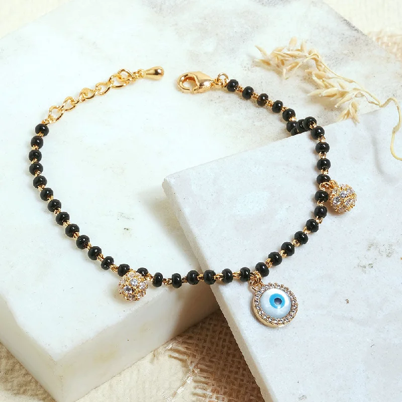 modern channel-set ruby bracelet-Evil Eye Mangalsutra Bracelet