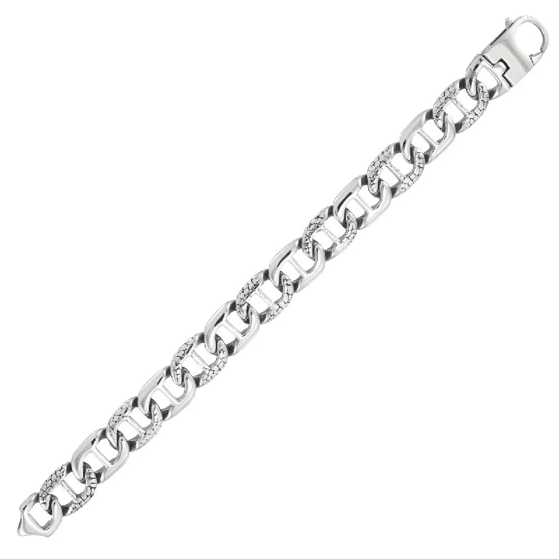 engraved eternity chain bracelet-King by Simone I Smith Stainless Steel 8.5-inch 13MM Mariner Link Bracelet