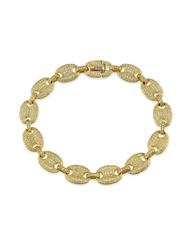 rustic topaz beaded bracelet-Luxe Layers 14KT Yellow Gold Plated Sterling Silver Cubic Zirconia 8.5-inch 10MM Anchor Link Bracelet