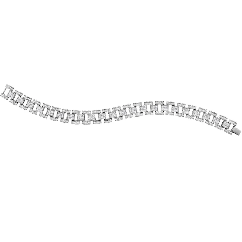 bold garnet channel bracelet-Luxe Layers Sterling Silver Cubic Zirconia 8.25-inch Bracelet