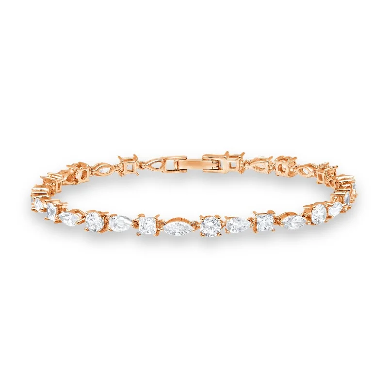 modern stacked kyanite bracelet-Multi Shape Tennis Bracelet Finished in Rose Gold