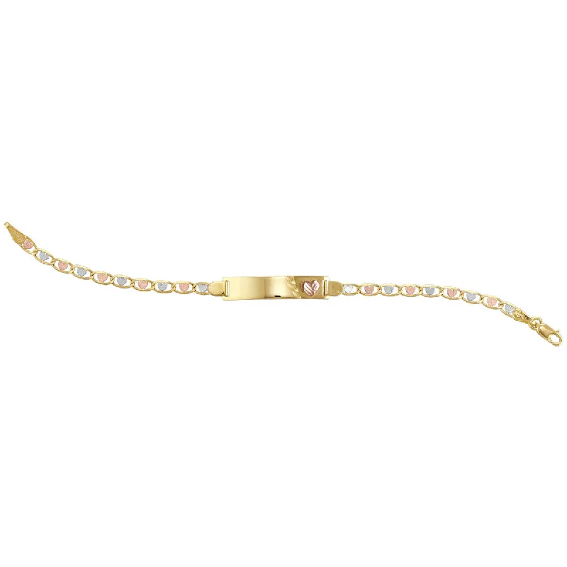 engraved eternity chain bracelet-Roberto Martinez 14KT Gold Tri-Color 6-inch ID Bracelet