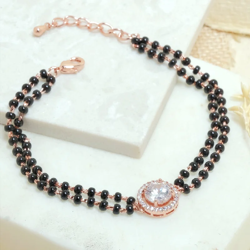 raw spinel statement bracelet-Round Diamond Mangalsutra Bracelet