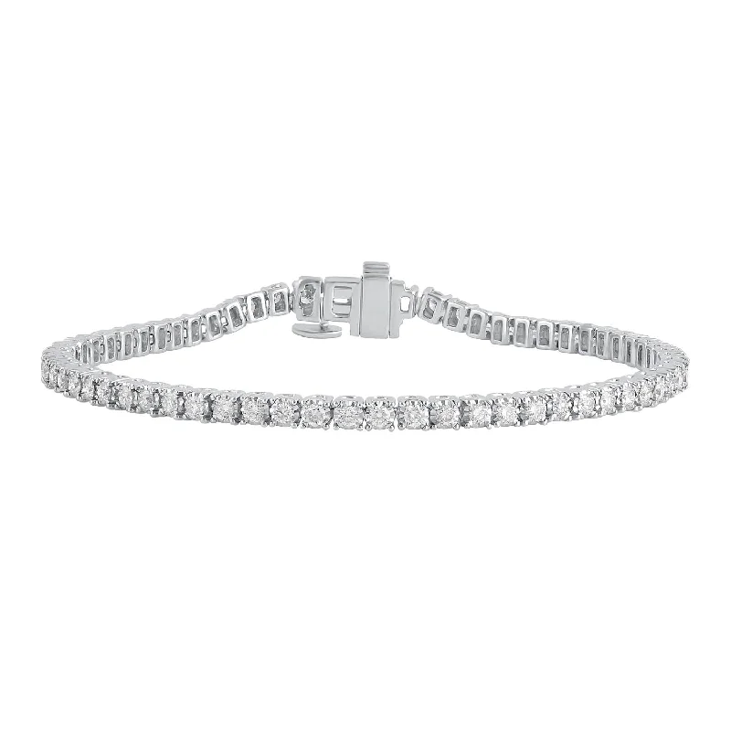 bold emerald ridge bracelet-Signature EcoLove 2-1/5 CTW Diamond Tennis Illusion Set 7.25-inch Bracelet in 14KT White Gold