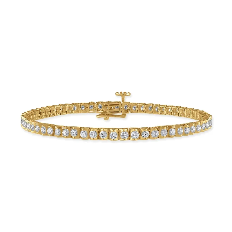 gothic-inspired dragon bracelet-Signature EcoLove 3 CTW Diamond 7-inch Tennis Bracelet in 14KT Yellow Gold