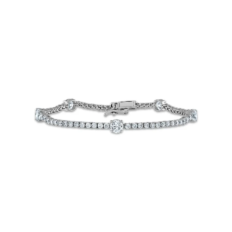 adjustable ridge bracelet-Signature EcoLove 5 CTW Diamond Tennis 7.25-inch Bracelet in 14KT White Gold