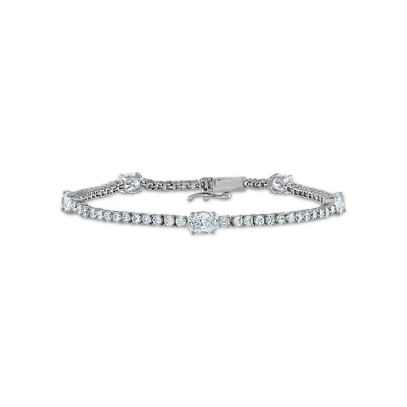 raw spinel statement bracelet-Signature EcoLove 5 CTW Diamond Tennis 7.25-inch Bracelet in 14KT White Gold