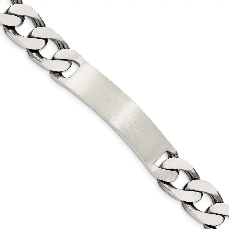 polished silver twist bracelet-Sterling Silver 7.5-inch 10MM Lobster Clasp Curb ID Bracelet