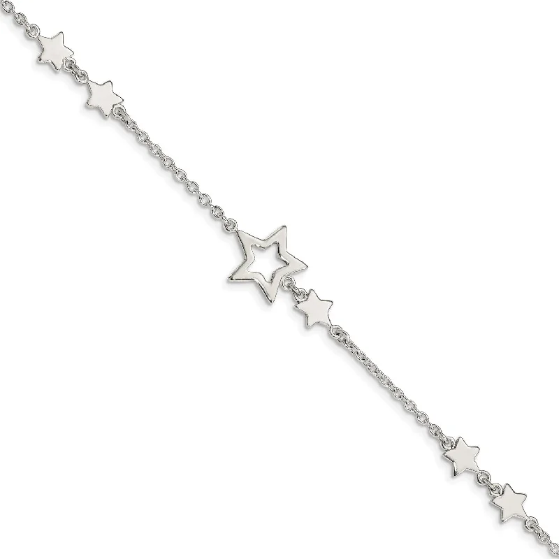 bold emerald ridge bracelet-Sterling Silver 7.5-inch Star Bracelet