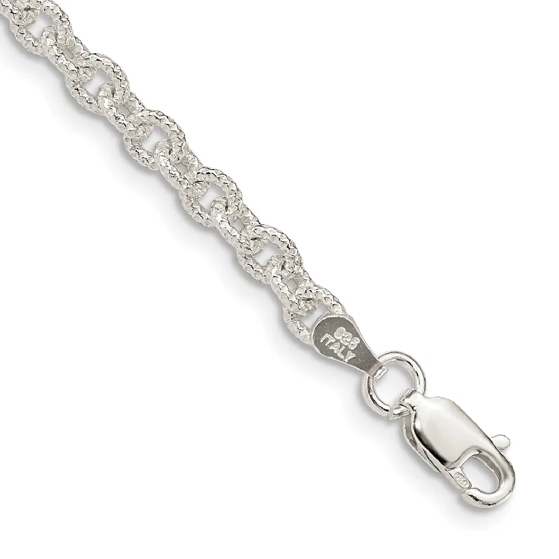 modern overlapped chain bracelet-Sterling Silver 7-inch 3.75MM Fancy Rolo Lobster Clasp Bracelet