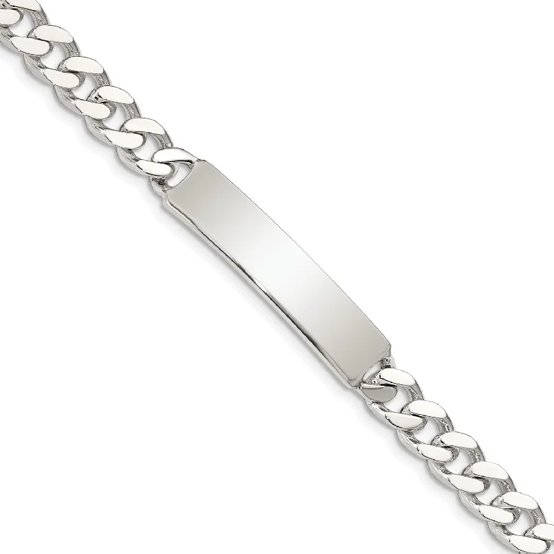 artisan-crafted silver bracelet-Sterling Silver 7-inch 8MM Lobster Clasp Curb ID Bracelet