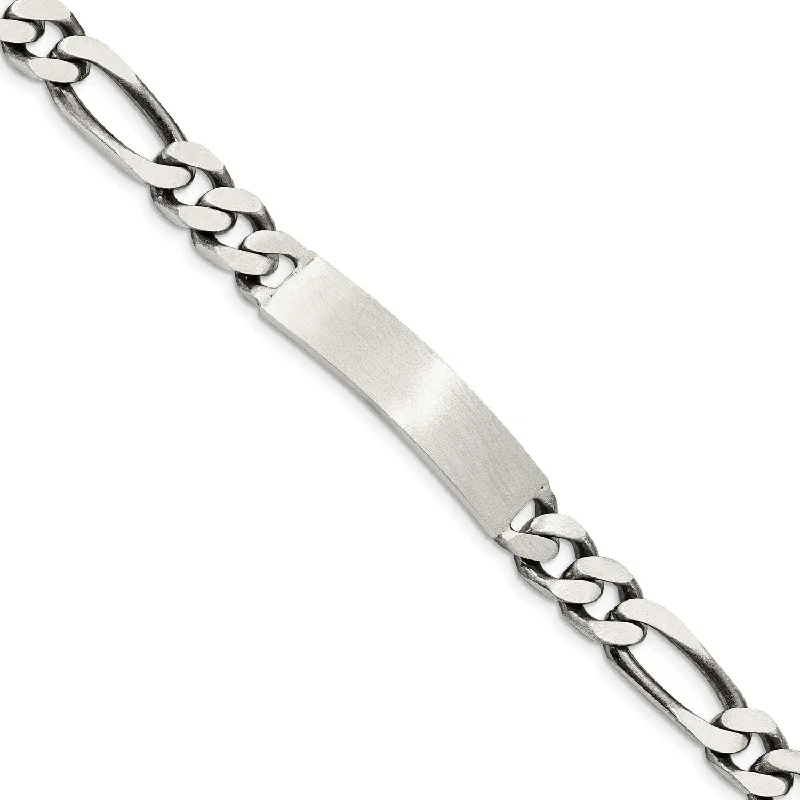 polished silver orbit bracelet-Sterling Silver 7-inch 8MM Lobster Clasp Figaro ID Bracelet