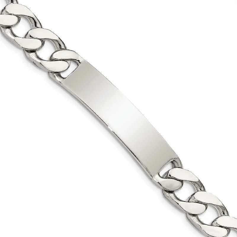 bohemian arrowhead bracelet-Sterling Silver 8.5-inch 10MM Lobster Clasp Curb ID Bracelet