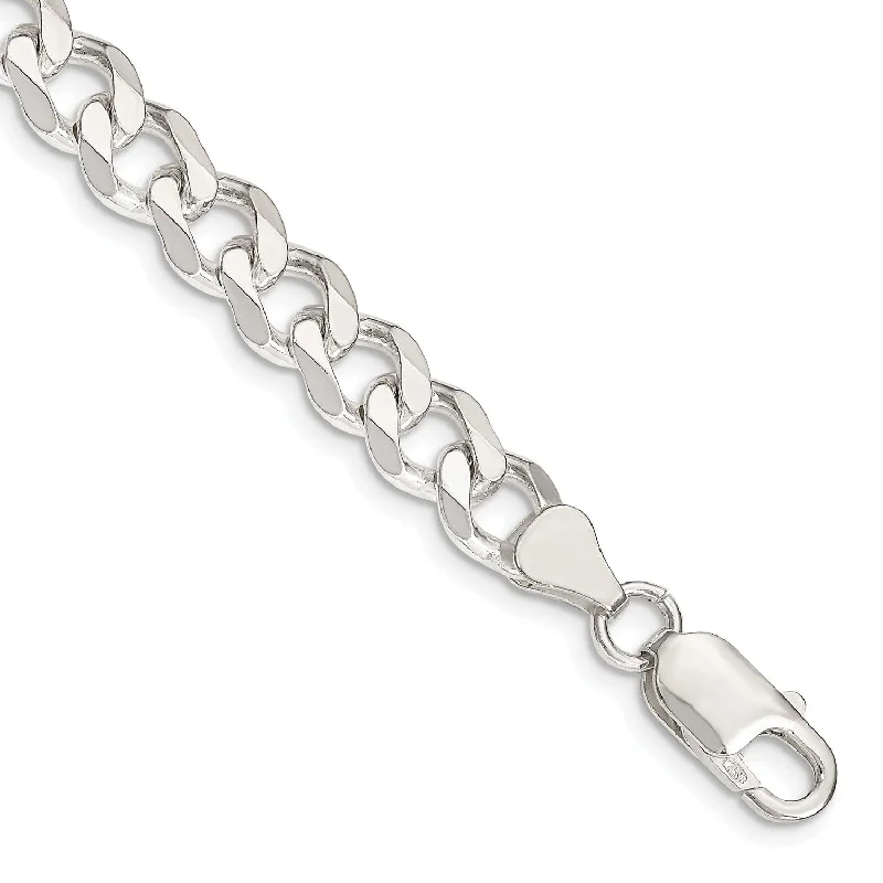 nature-themed ridge bracelet-Sterling Silver 8-inch 7.5MM Curb Bracelet