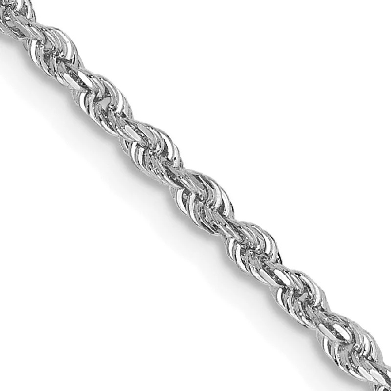 bold garnet channel necklace-10KT White Gold 16-inch 2MM Diamond-cut Rope Chain