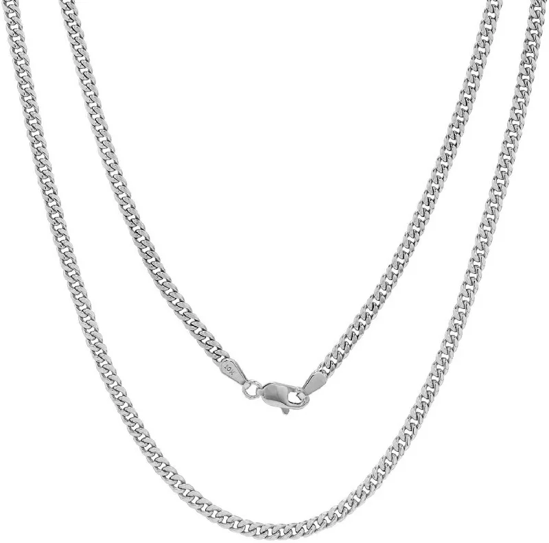 antiqued gold stack necklace-10KT White Gold 20-inch 3.5MM Cuban Link Chain