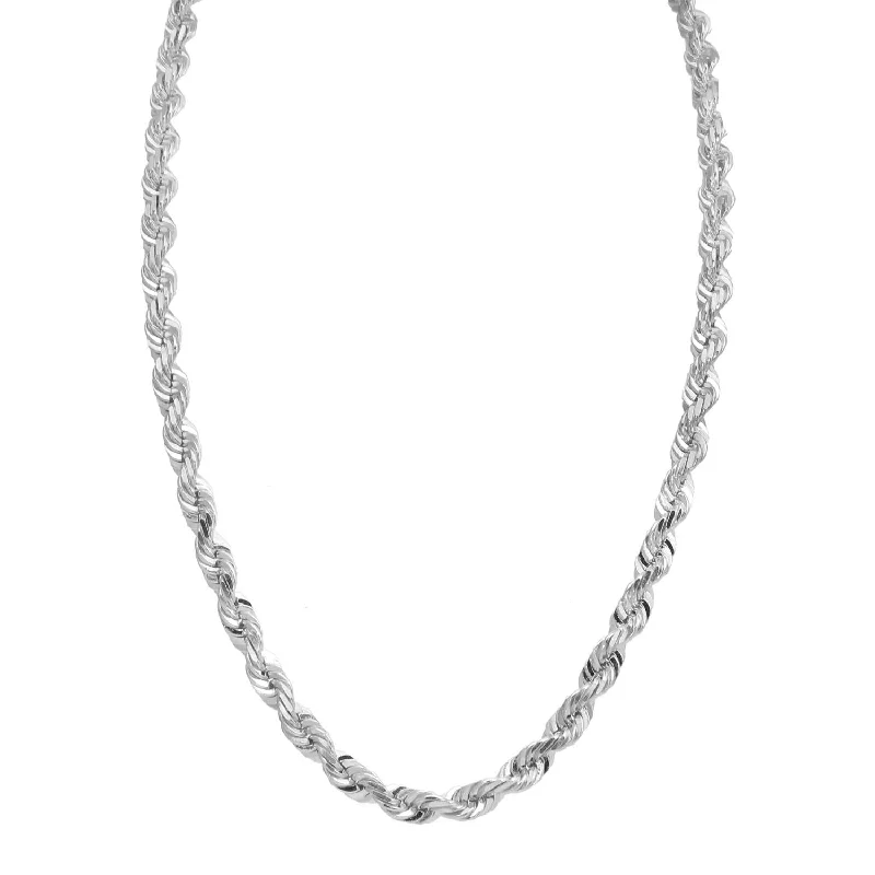 adjustable arch necklace-10KT White Gold 22-inch 5.2MM Rope Chain