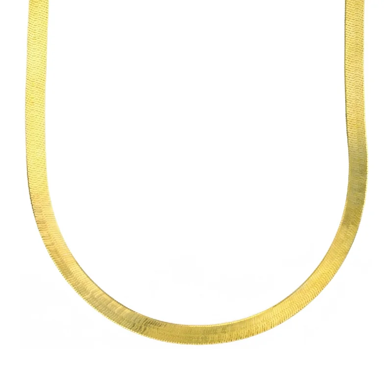 modern stacked kyanite necklace-10KT Yellow Gold 16-inch 5MM Herringbone Chain