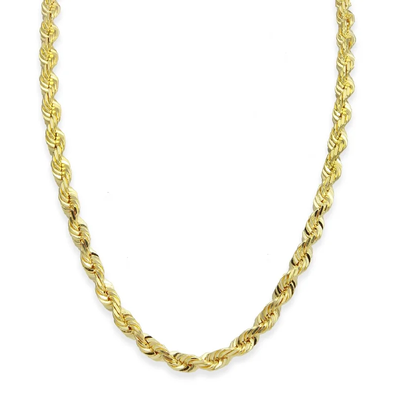 raw alexandrite cluster necklace-10KT Yellow Gold 26-inch 6MM Rope Chain