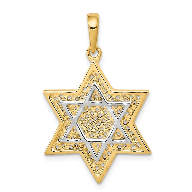 vintage-style alexandrite necklace-14KT Gold Meshed Star of David Pendant. Chain Not Included