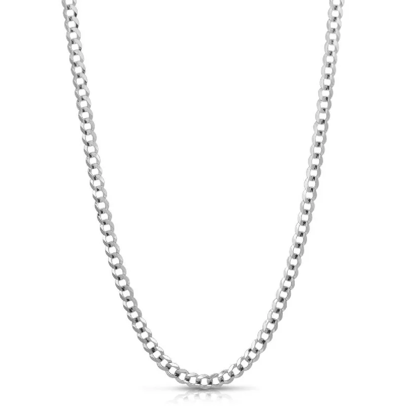 bold opal ridge necklace-14KT White Gold 22-inch 4.7MM Curb Chain