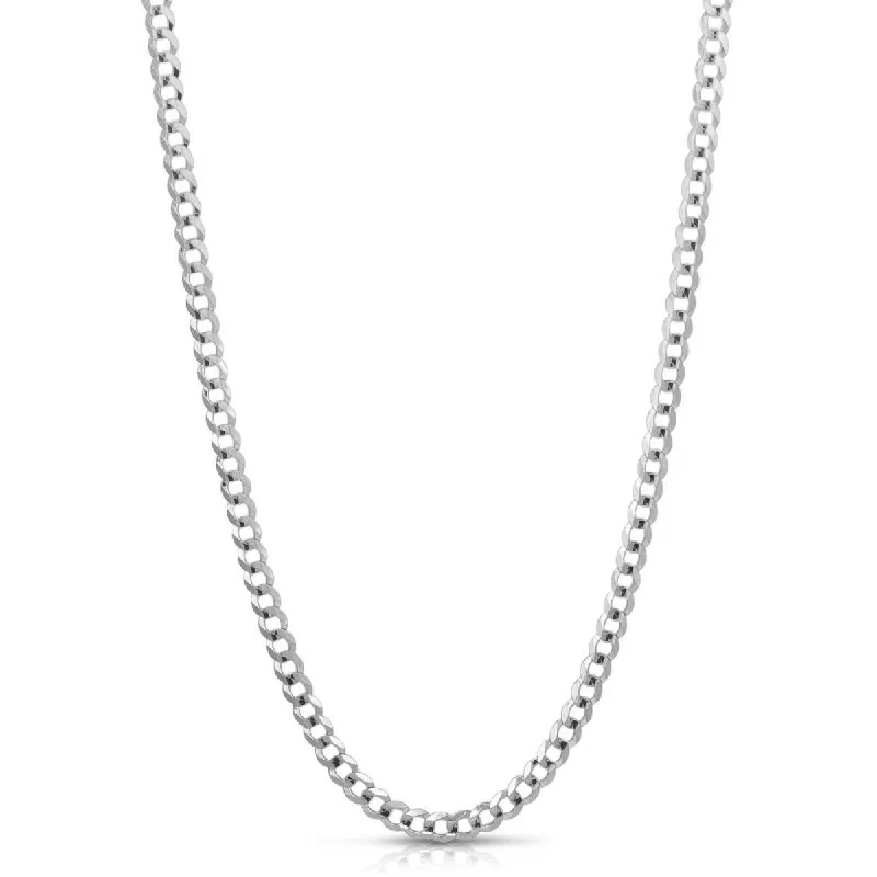 engraved bond chain necklace-14KT White Gold 22-inch 5.7MM Curb Chain