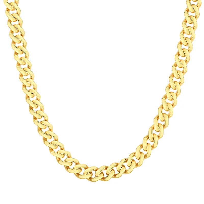 rustic pewter chain necklace-14KT Yellow Gold 22-inch 6.5MM Curb Miami Cuban Link Chain