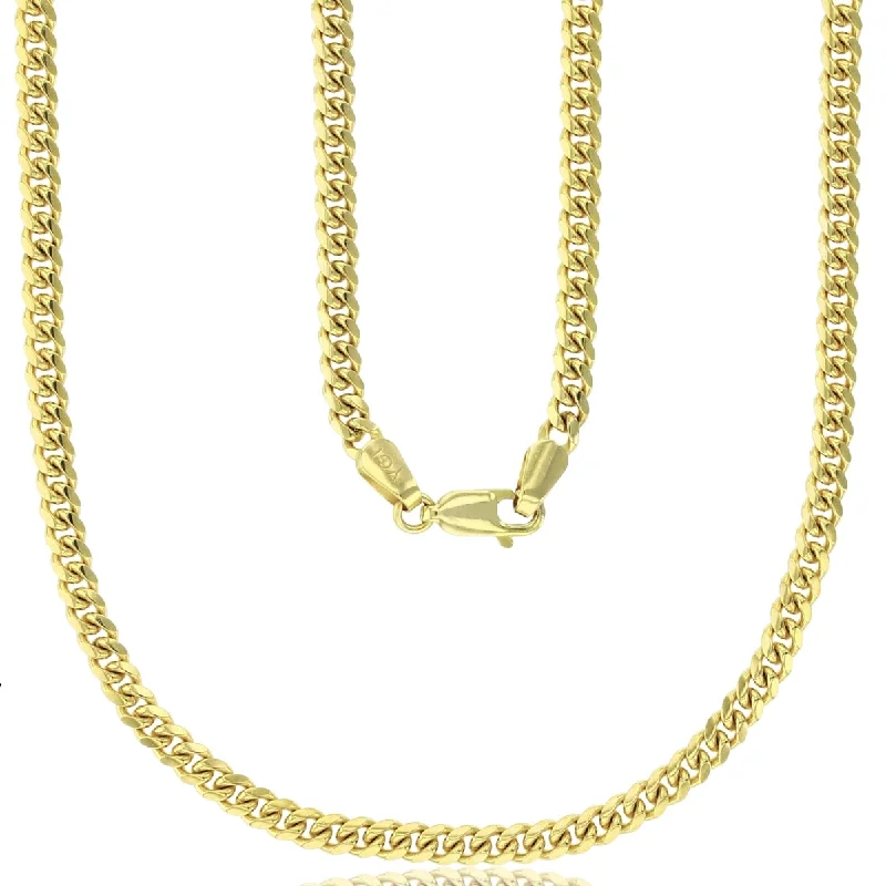 modern stacked kunzite necklace-14KT Yellow Gold 24-inch 3.5MM Miami Cuban Link Chain