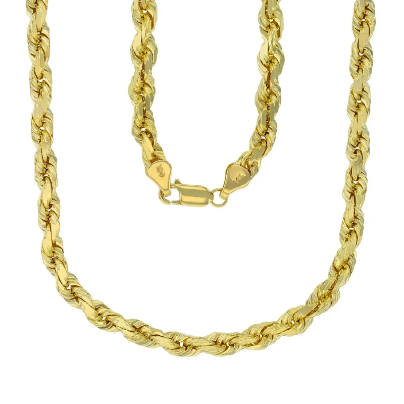 raw agate accent necklace-14KT Yellow Gold 28-inch 7MM Diamond-cut Rope Chain