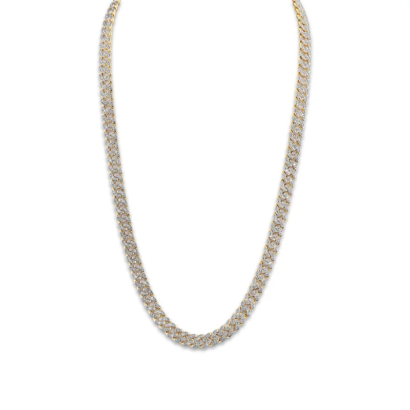 asscher-cut emerald necklace-Luxe Layers 1 CTW Diamond Cuban Link 24-inch Chain in Yellow Gold Plated Sterling Silver, sub_class:SC2519-Gold Plated Silver Chain